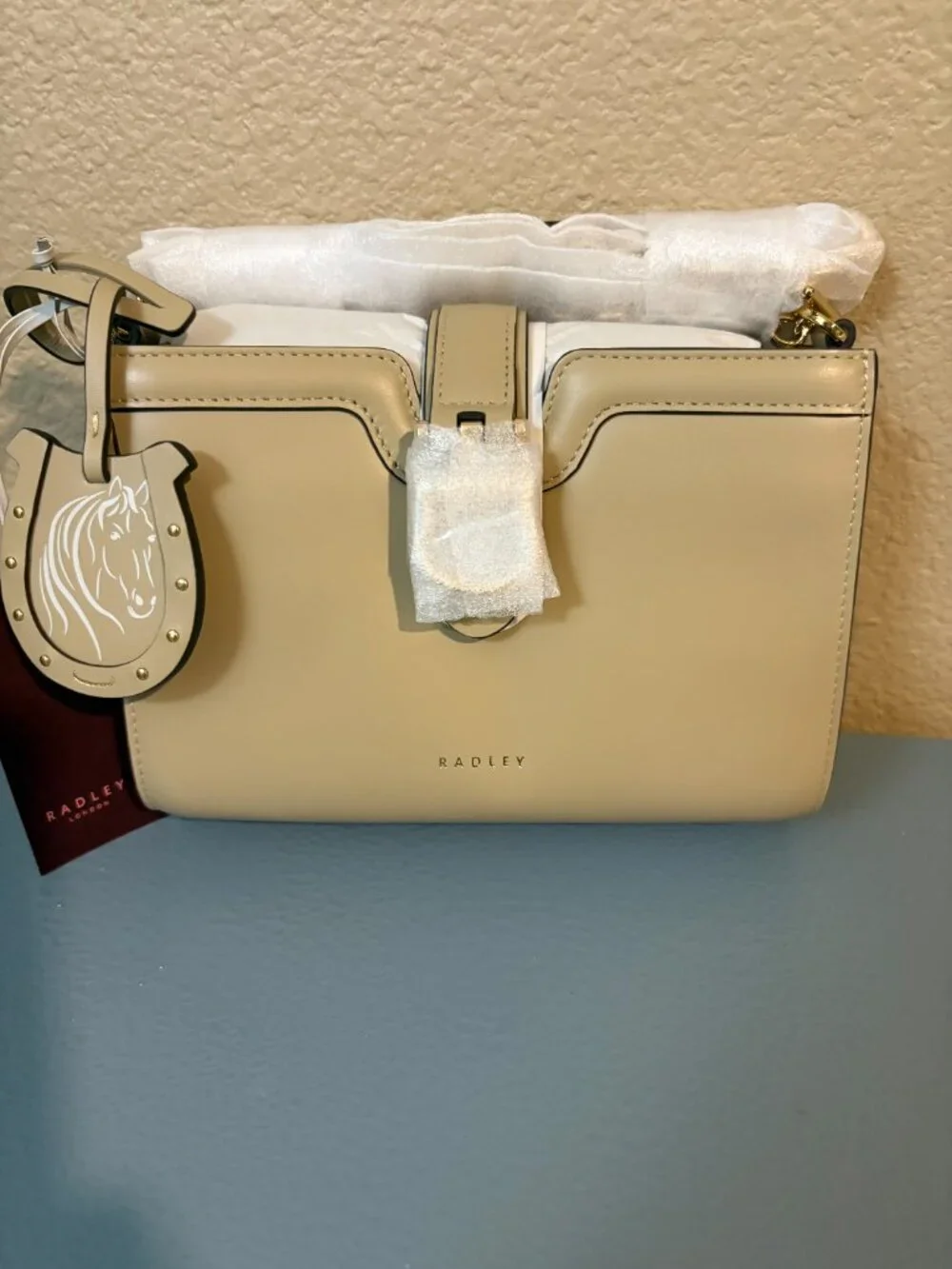 Radley London Kentucky Derby Leather Crossbody Bag- Color Stone- New with tags